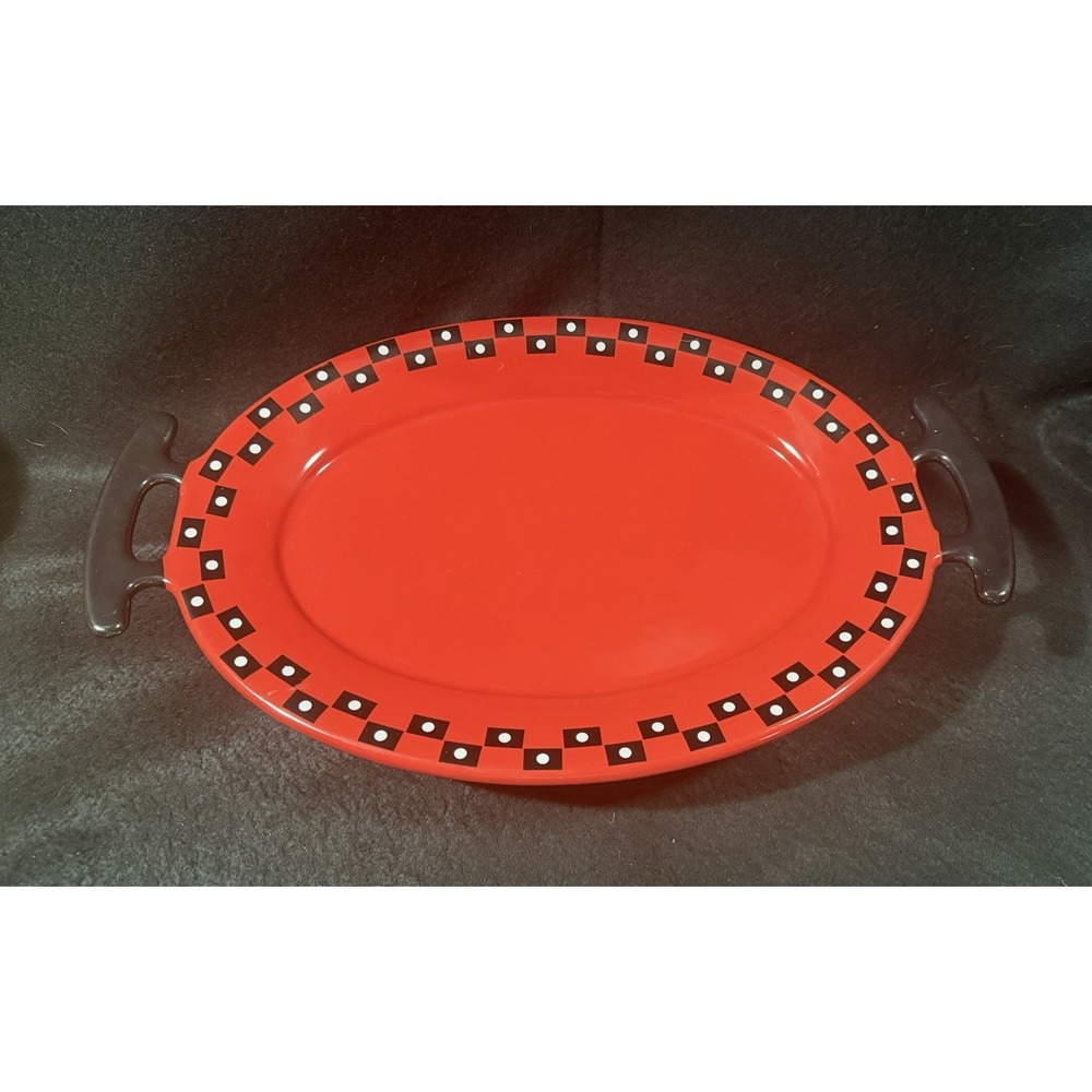 Celebrating Home Chillin & Grillin Red Stoneware Ceramic 18" Oval Platter